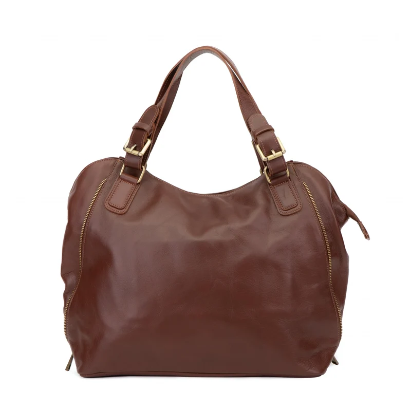 Sac porté épaule en cuir lisse CAMELIA Marron Châtaigne
