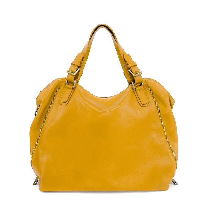 Sac porté épaule en cuir lisse CAMELIA Jaune tournesol
