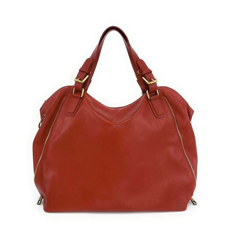 Sac porté épaule en cuir lisse CAMELIA Rouille
