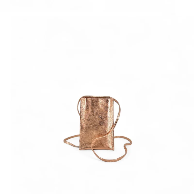 Pochette téléphone en cuir irisé EASY Rose gold