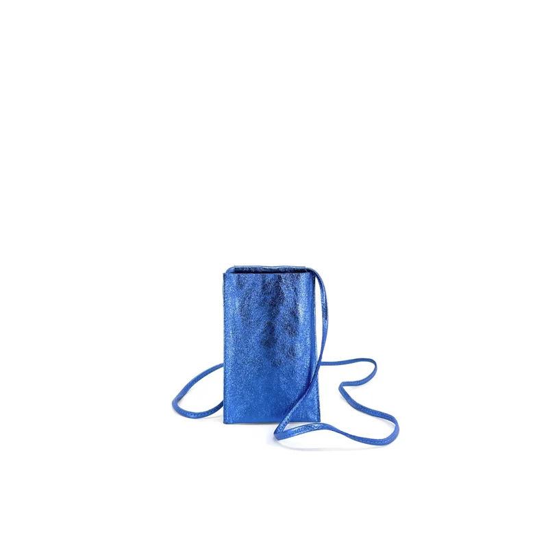 Pochette téléphone en cuir irisé EASY Bleu roi irisé