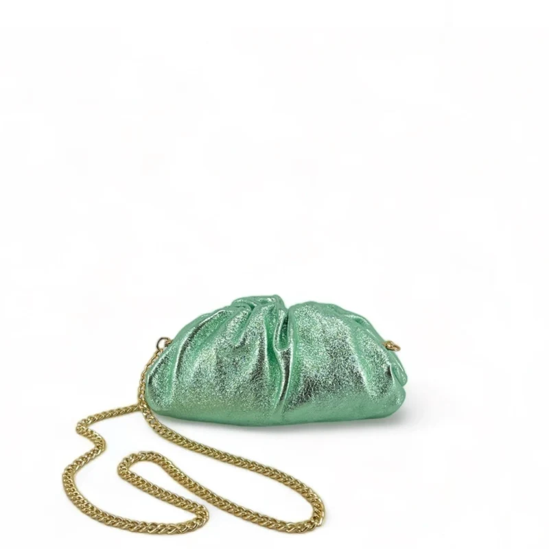 Mini-sac à main pouch en cuir irisé RIO Menthe givrée