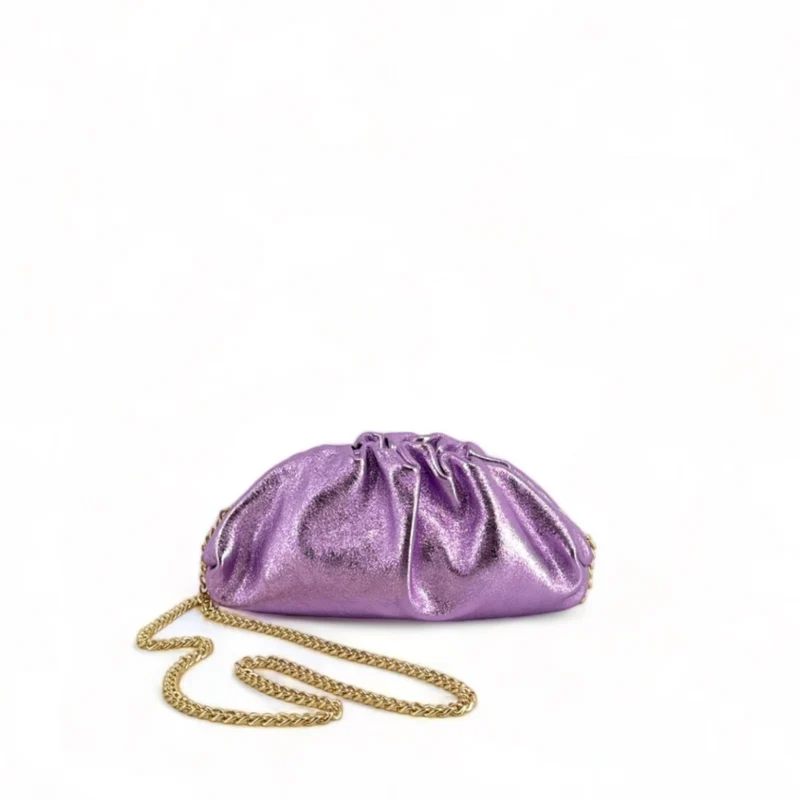 Mini-sac à main pouch en cuir irisé RIO Mauve