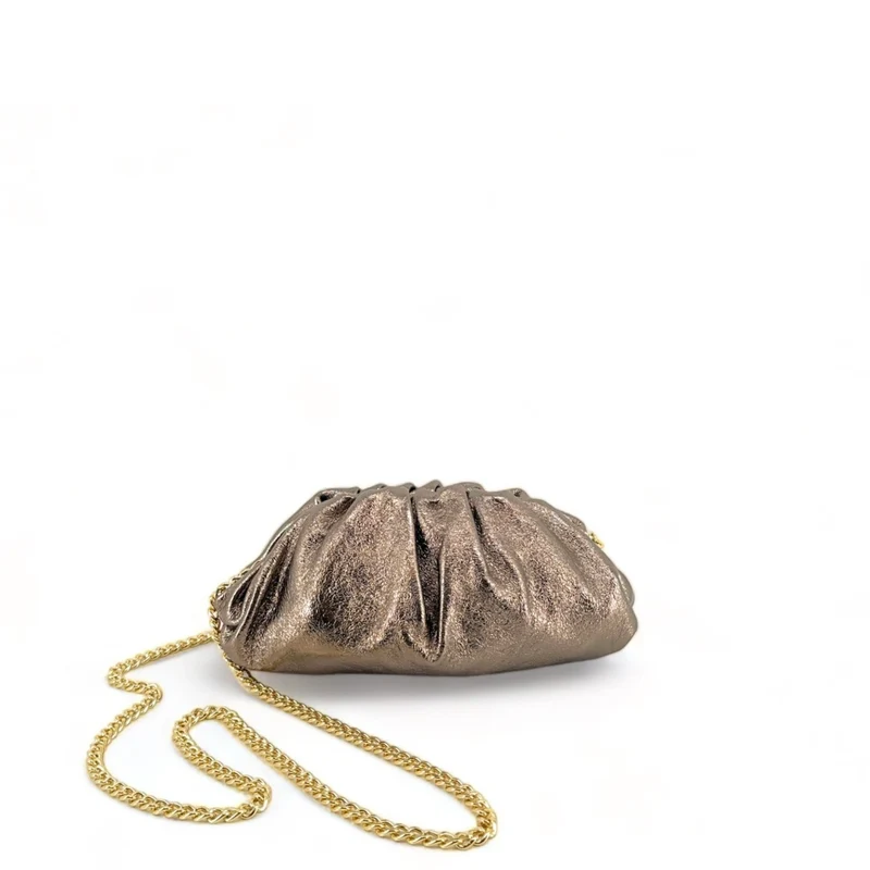 Mini-sac à main pouch en cuir irisé RIO Champagne irisé