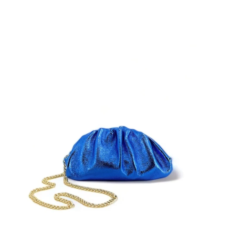 Mini-sac à main pouch en cuir irisé RIO Bleu roi irisé