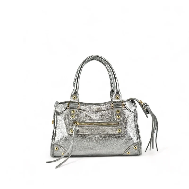 Mini-sac en cuir irisé TAO Argent clair