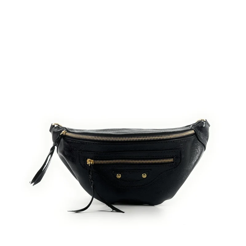 Sac banane en cuir irisé LOUKA GLOW Noir irisé