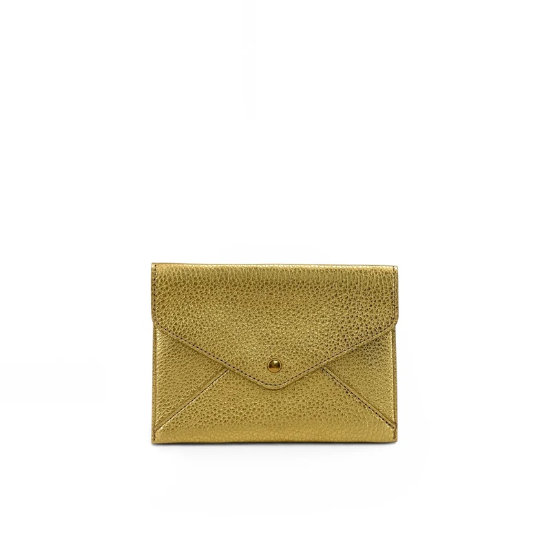 Pochette enveloppe en cuir irisé ROMY Or