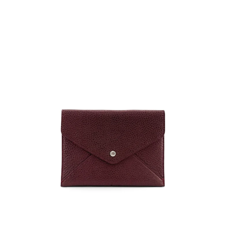 Pochette enveloppe en cuir irisé ROMY Bordeaux
