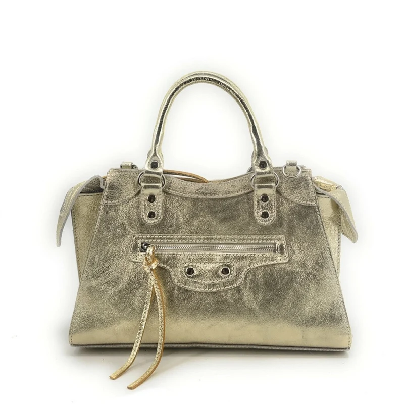 Sac à main en cuir irisé MERCREDI Or pâle
