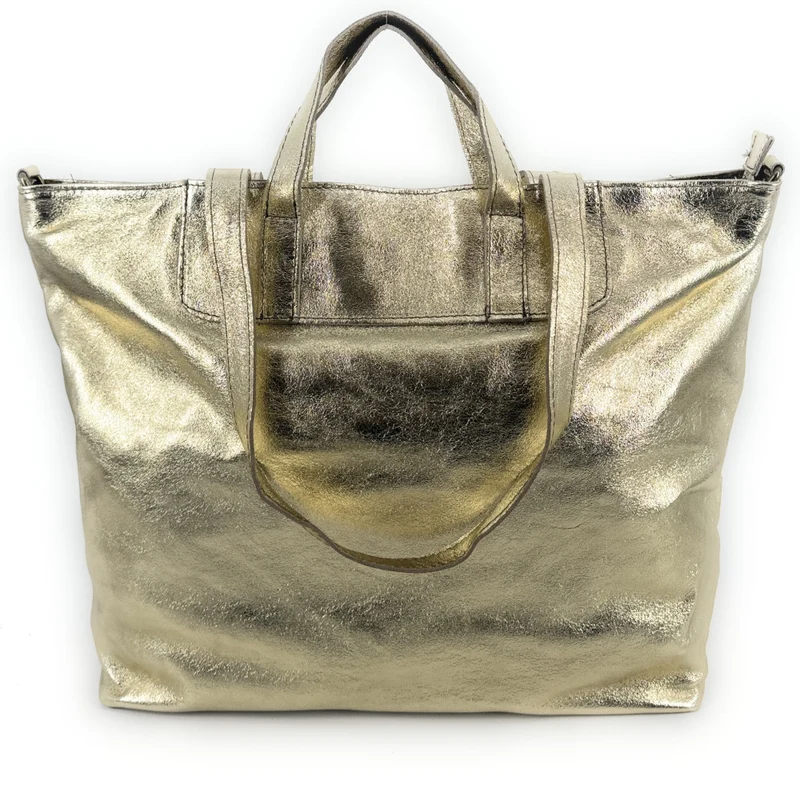Grand sac cabas en cuir irisé ANDROMEDE Or