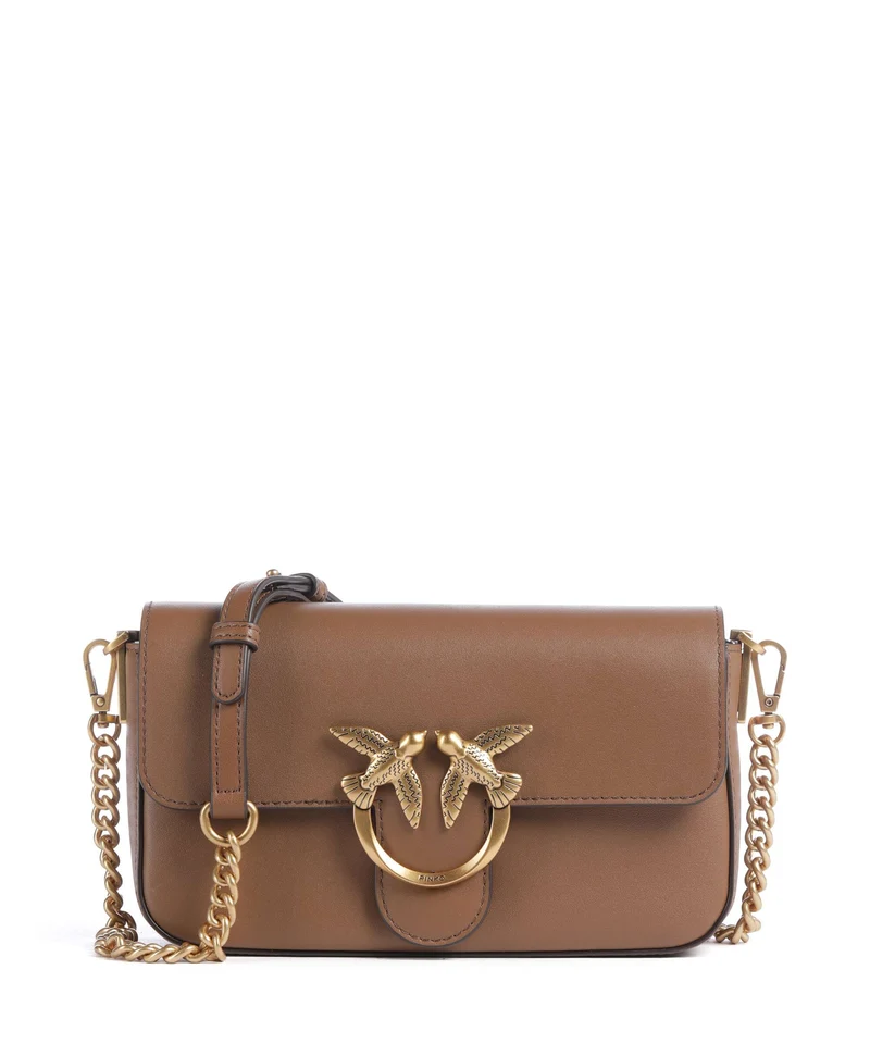 Pinko Love One Mini Slouchy Sac bandoulière marrone cognac/antique gold