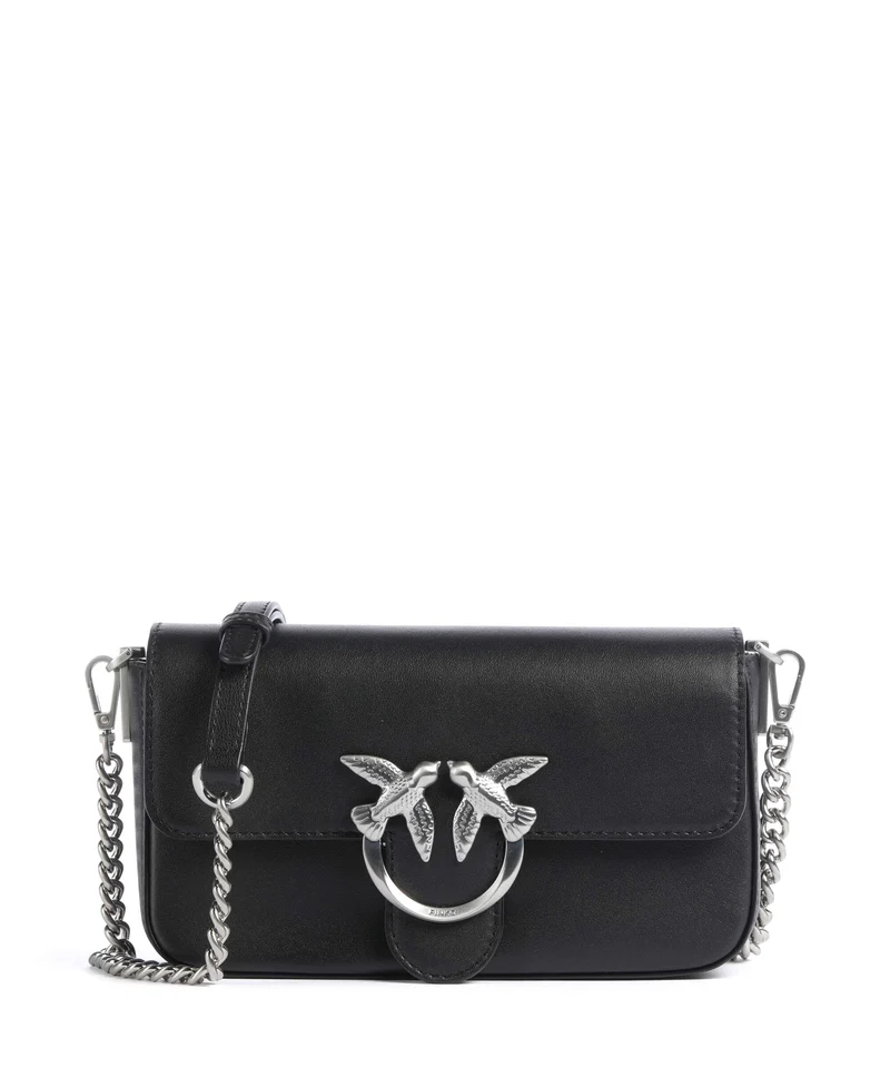 Pinko Love One Mini Slouchy Sac bandoulière nero limousine/matt silver