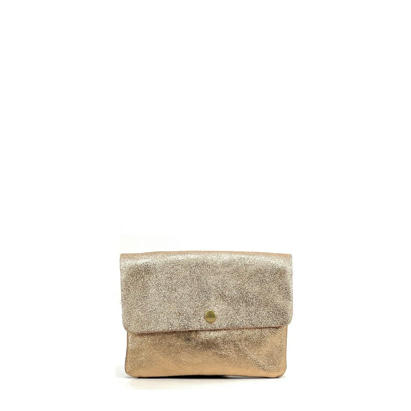 Sac pochette en cuir irisé MAELIA Rose gold