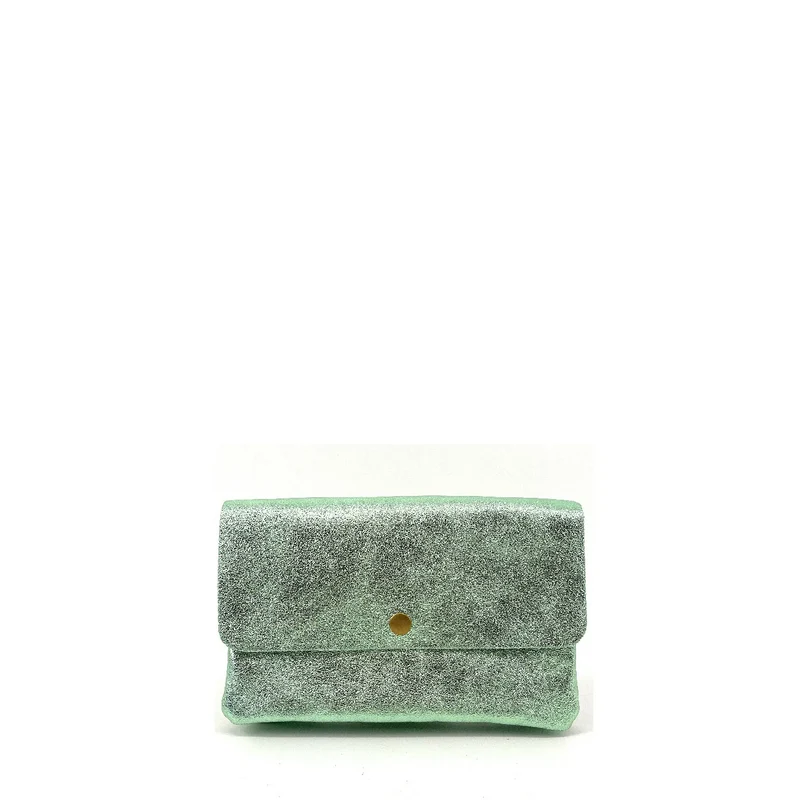 Sac pochette en cuir irisé MAELIA Menthe givrée