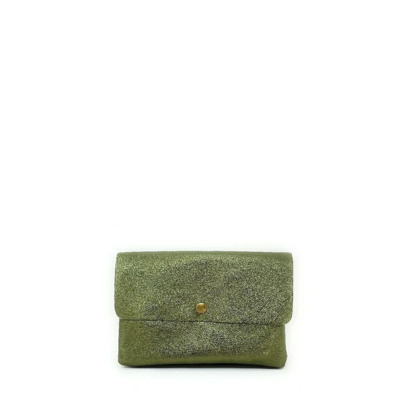 Sac pochette en cuir irisé MAELIA Kaki irisé