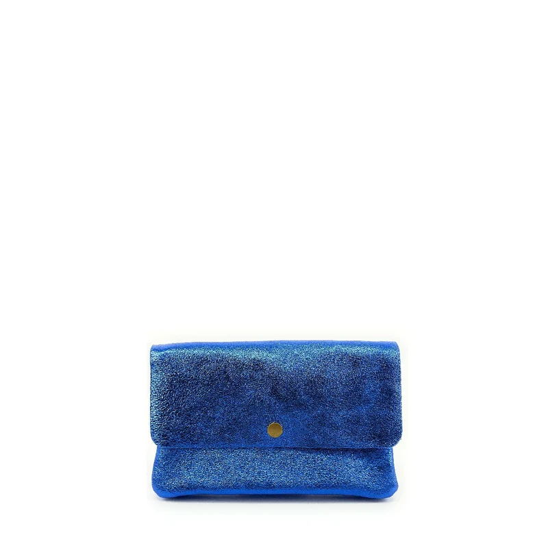 Sac pochette en cuir irisé MAELIA Bleu roi irisé