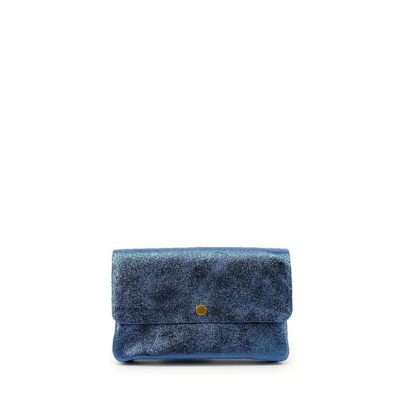 Sac pochette en cuir irisé MAELIA Bleu céleste