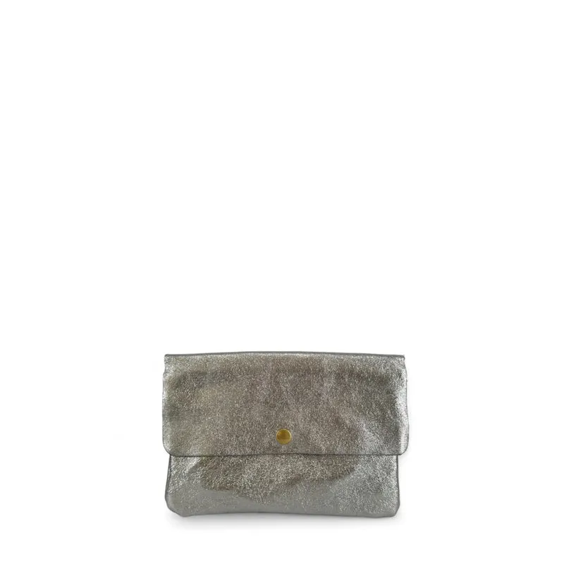 Sac pochette en cuir irisé MAELIA Argent moyen