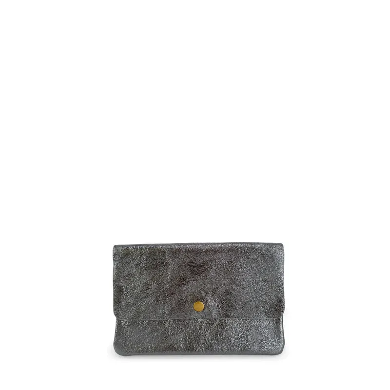 Sac pochette en cuir irisé MAELIA Argent foncé