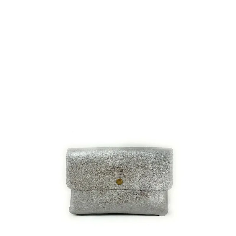 Sac pochette en cuir irisé MAELIA Argent clair