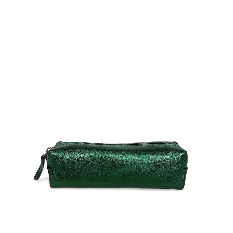 Trousse en cuir irisé TICTOC GLOW Vert forêt irisé