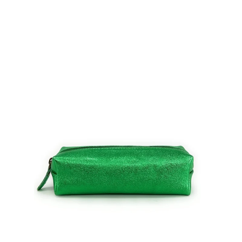 Trousse en cuir irisé TICTOC GLOW Vert anglais irisé
