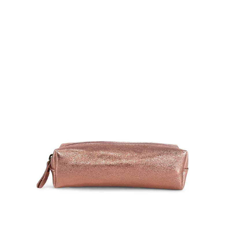 Trousse en cuir irisé TICTOC GLOW Rose gold