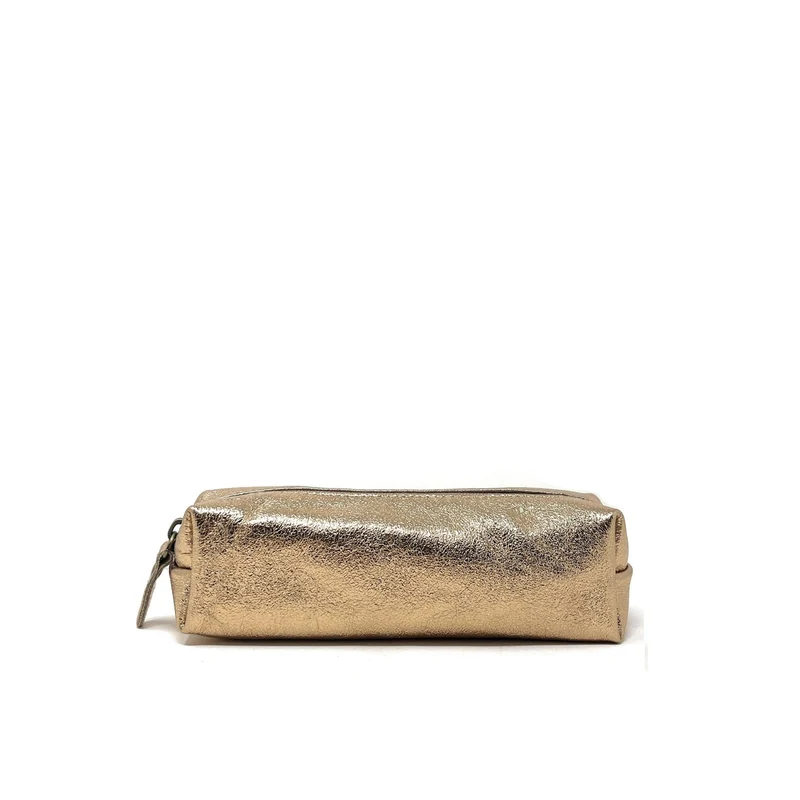 Trousse en cuir irisé TICTOC GLOW Champagne irisé