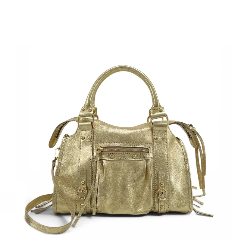 Sac à main en cuir irisé SANDSTORM GOLD (petit modèle) Or pâle