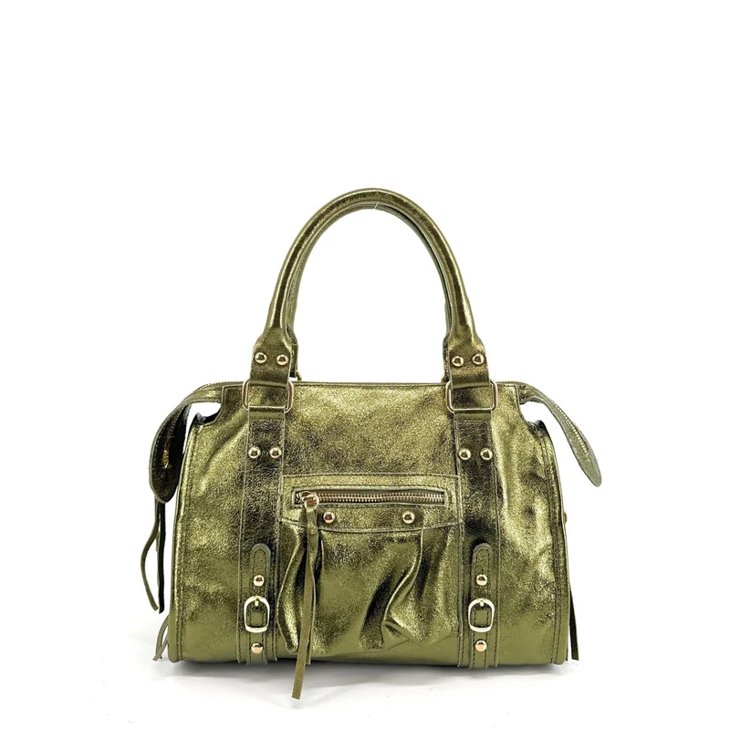 Sac à main en cuir irisé SANDSTORM GOLD (petit modèle) Kaki irisé