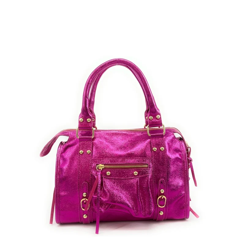 Sac à main en cuir irisé SANDSTORM GOLD Rose fuchsia