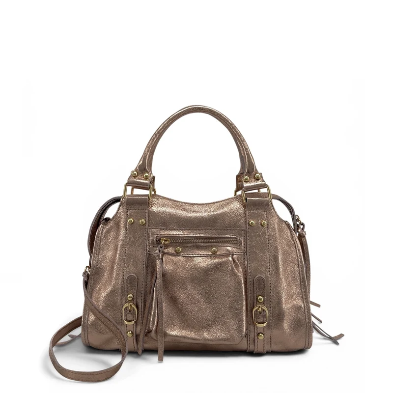 Sac à main en cuir irisé SANDSTORM GOLD Champagne