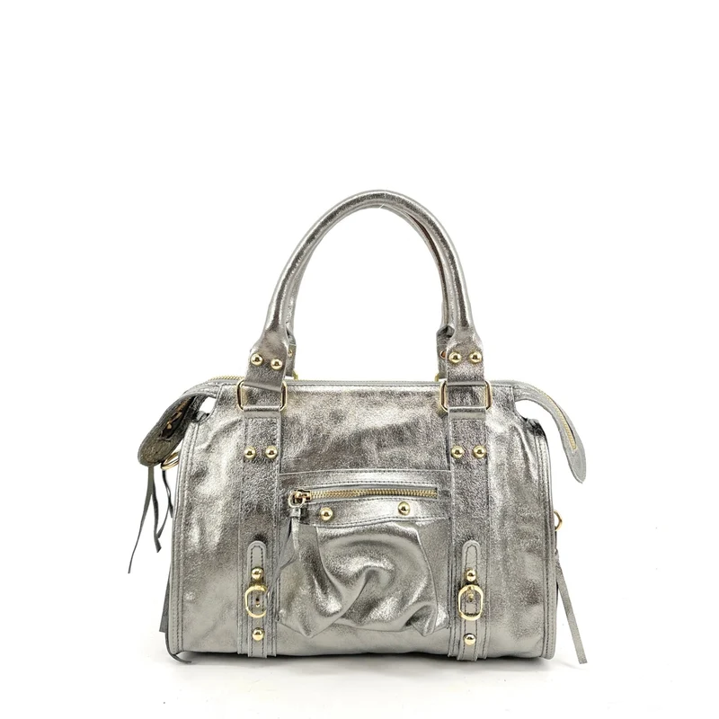 Sac à main en cuir irisé SANDSTORM GOLD Argent clair