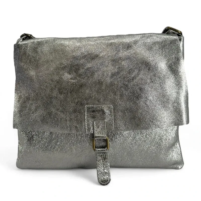 Sac bandoulière en cuir irisé COQUETTE GLOW Argent moyen