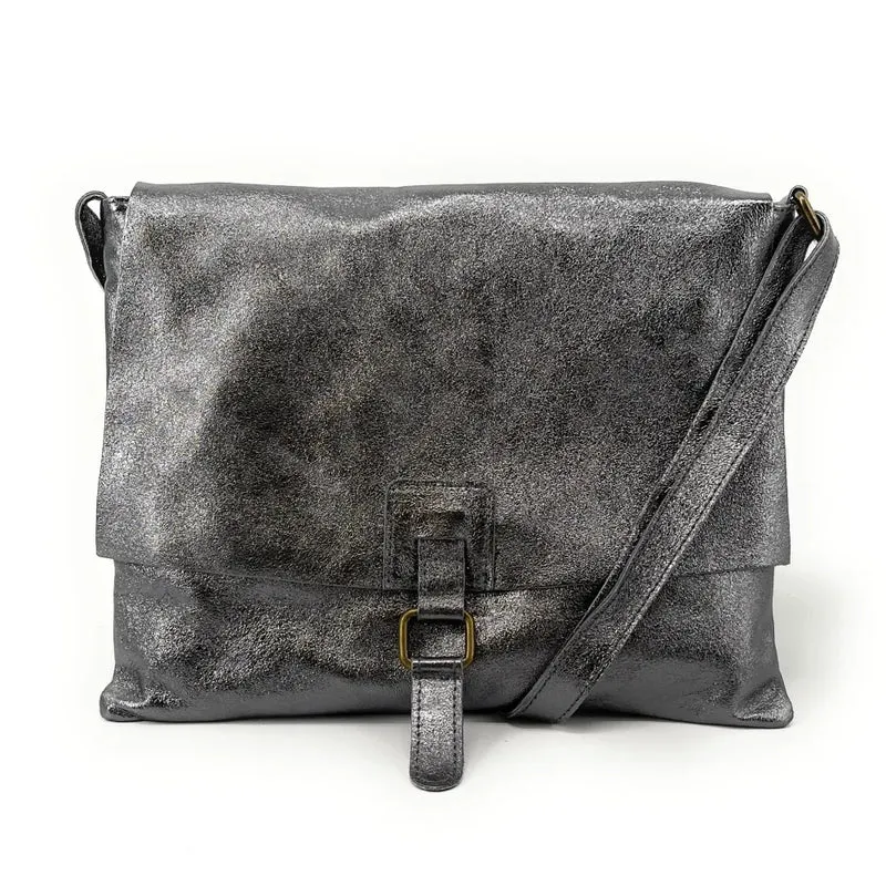 Sac bandoulière en cuir irisé COQUETTE GLOW Argent foncé