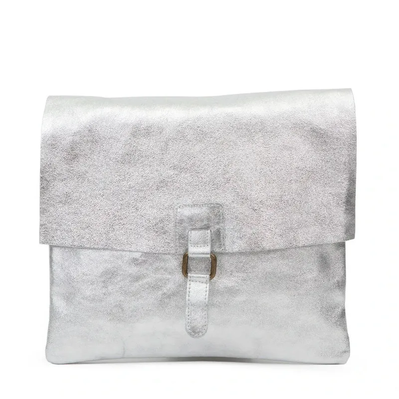 Sac bandoulière en cuir irisé COQUETTE GLOW Argent clair