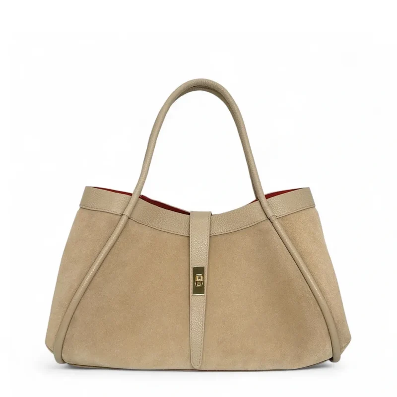 Cabas bowler bi-matière ABERDEEN Beige crème