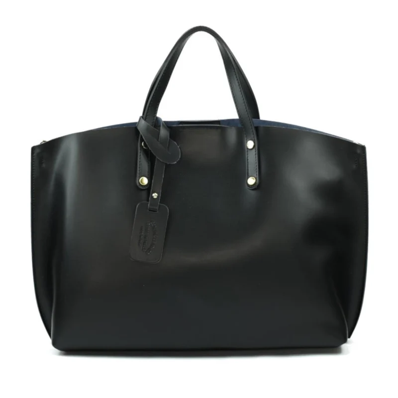 Grand sac à main en cuir glacé CHANTILLY Noir