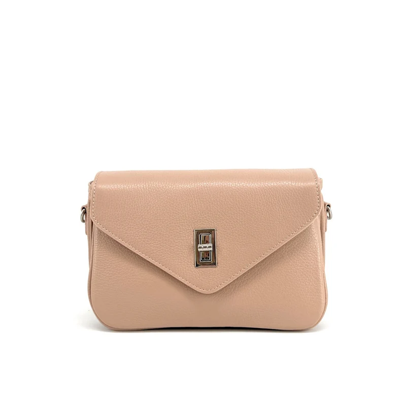 Sac trotteur en cuir grainé BAGGY Rose nude
