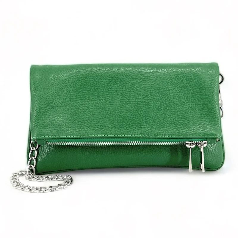 Sac pochette en cuir grainé ROXANE Vert anglais