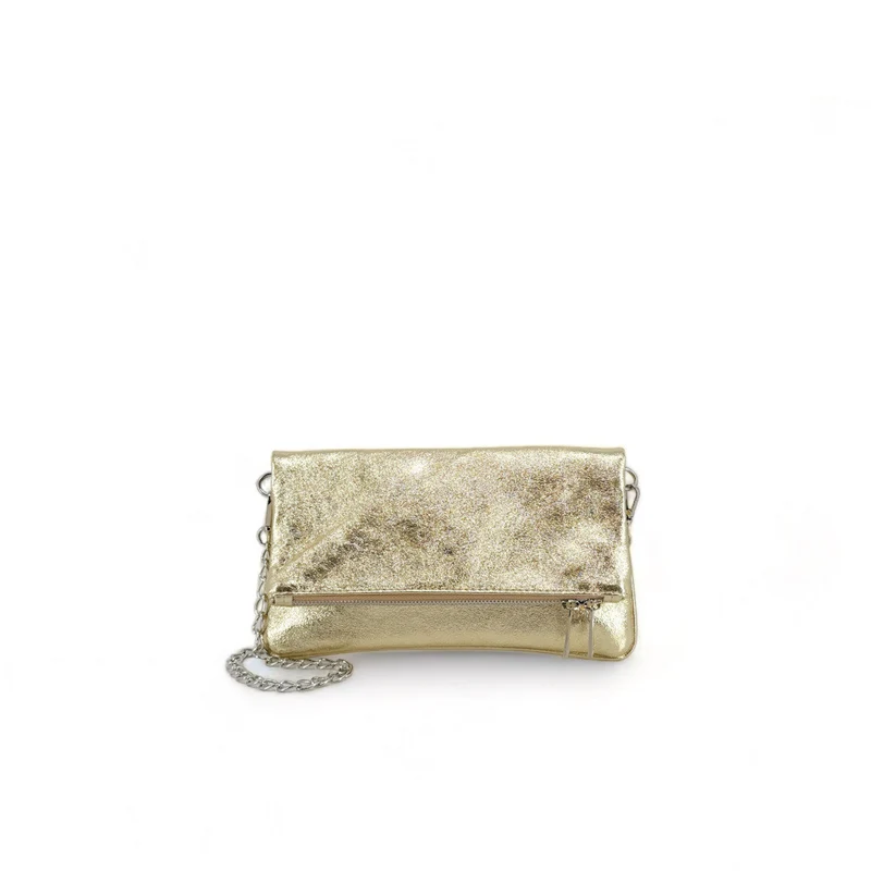 Sac pochette en cuir irisé ROXANE Or pâle