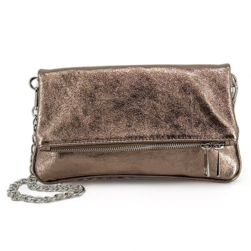 Sac pochette en cuir irisé ROXANE Champagne irisé