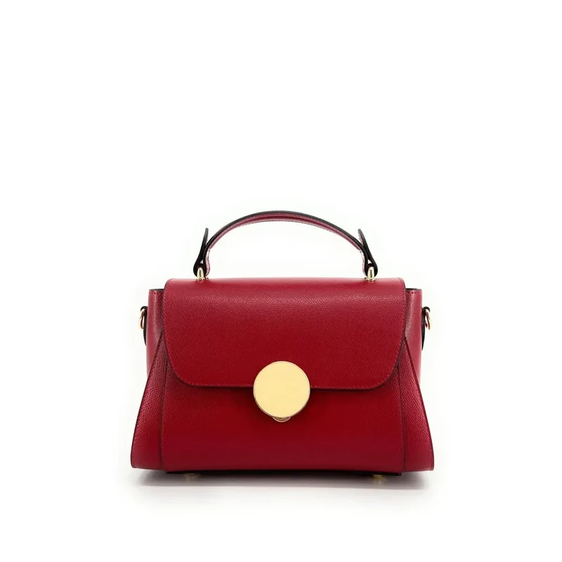 Sac à main en cuir grainé APOLLINE Rouge fraise