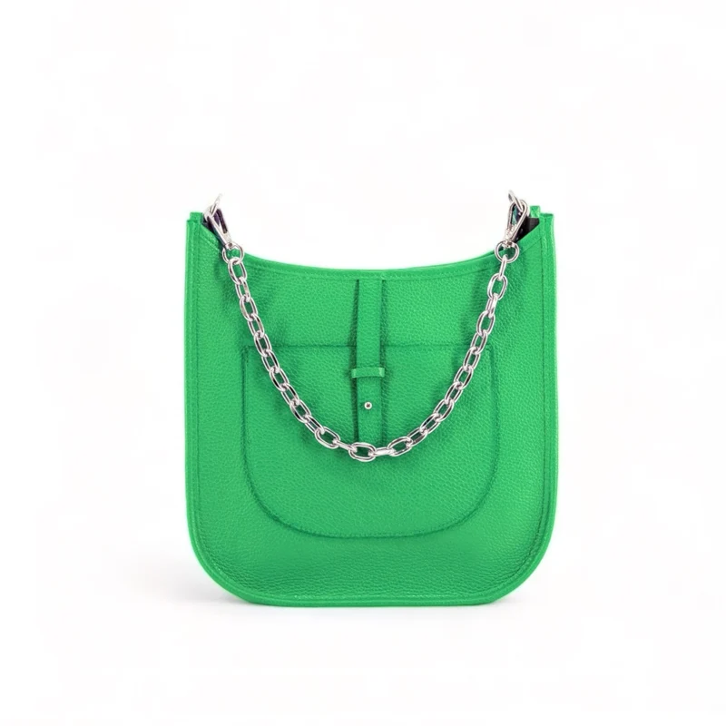 Sac à main hobo en cuir grainé CYBELE Vert anglais