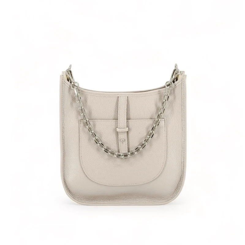 Sac à main hobo en cuir grainé CYBELE Beige crème