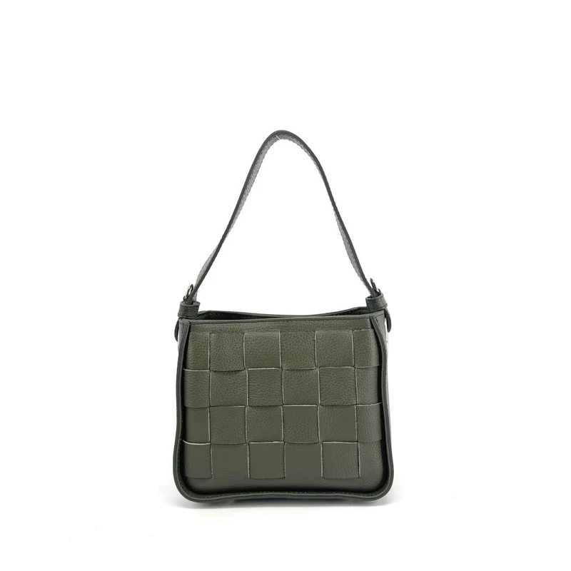Sac en cuir grainé tressé CHESSY Kaki