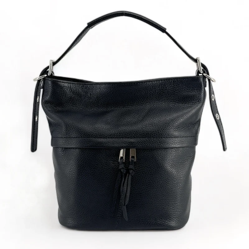 Sac seau en cuir grainé LIVERPOOL Noir