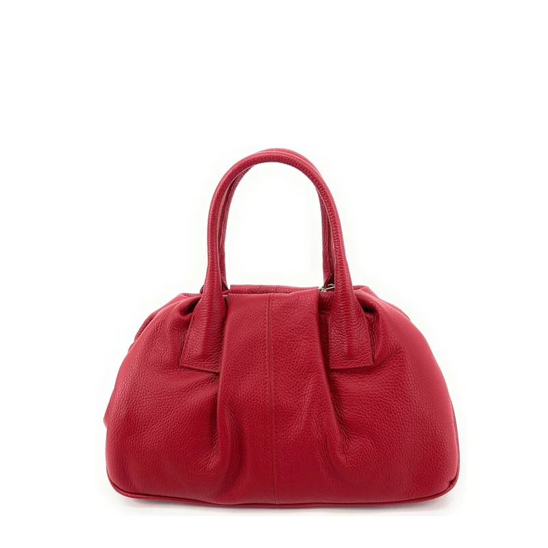 Grand sac bowling en cuir grainé ORION Rouge garance
