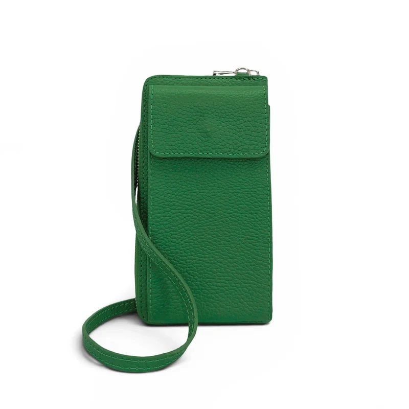 Mini-sac pochette en cuir grainé STREET Vert anglais